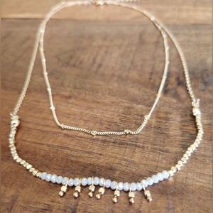 Gold and Lilac Beaded Necklace